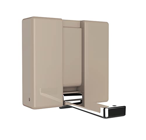 WENKO Klapphaken Basic Alpha, klappbarer Wandhaken zum Anbohren, mit Abrutschsicherung, modernes Design, Kunststoffgehäuse und stabiler Metallhaken, 8 x 8 x 2,5 cm, Beige von WENKO