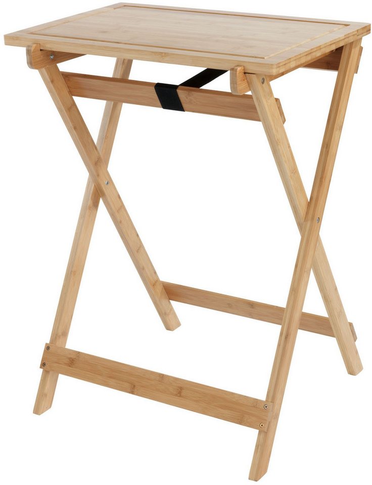 WENKO Klapptisch Modell Lugo, Beistelltisch mit Schneideplatte und abnehmbarem Tablett, Bambus von WENKO