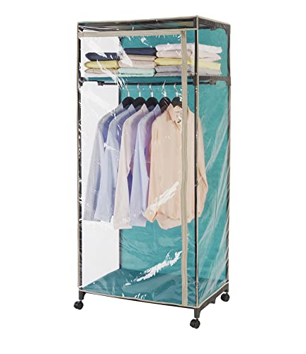 WENKO Kleiderschrank Breeze Transparent - mit Ablage, Polypropylen, 75 x 166 x 50 cm, Petrol von WENKO