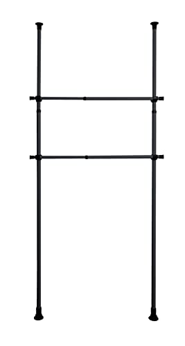 WENKO Kleiderstange Herkules 2er Set, Waagerechte Ergänzungs-Stange zum passenden Teleskop-System, Metall, Ausziehbar bis 120 cm, Schwarz von WENKO