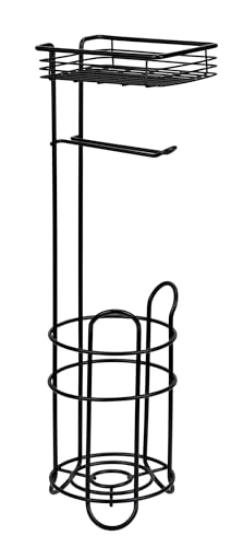 WENKO Toilettenrollenhalter freistehend Toilettenpapierhalter mit Ablage 3-in-1-Funktion für WC-Rolle und Ersatzrollenhalter bohrfrei Bad-Accessoire aus rostfreiem Stahl in Schwarz 16 x 59 x 18 cm WENKO Toilettenrollenhalter freistehend Toilettenpapierhalter mit Ablage 3-in-1-Funktion für WC-Rolle und Ersatzrollenhalter bohrfrei Bad-Accessoire aus rostfreiem Stahl in Schwarz 16 x 59 x 18 cm von WENKO