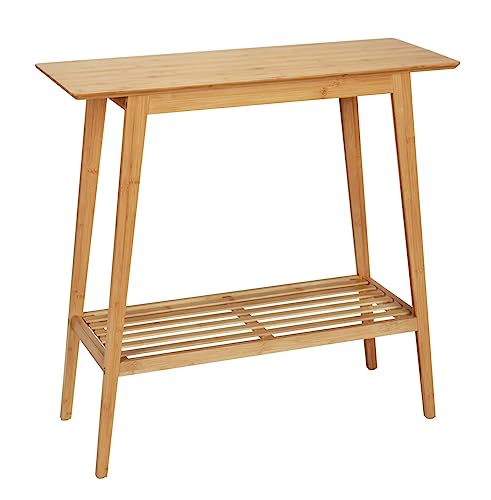 WENKO Konsolentisch Kona, Beistelltisch aus FSC®-zertifiziertem Bambus mit Ablage, schmale Form ideal für kleine Räume, Flur, Diele, robust und nachhaltig, (B x H x T): 80 x 76 x 30 cm, Natur von WENKO