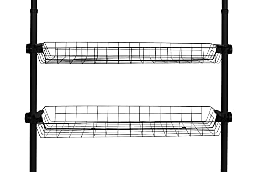 WENKO Korb Herkules, 2er Set Aufbewahrungskörbe in Draht-Optik aus stabilem Stahl inklusive Halterungen aus Kunststoff zur Erweiterung des Teleskop-Systems Herkules, (B x H x T): 94 x 8 x 38, Schwarz von WENKO