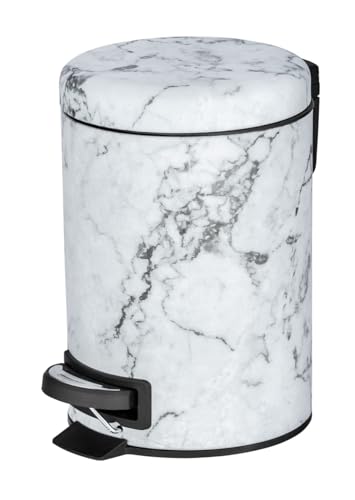 WENKO Treteimer Mod. Onyx 3 ltr matt aus bedrucktem Stahl mit Tretfunktion in Marmor-Optik Maße 17 x 25 x 22,5 cm Farbe Mehrfarbig Einsatz schwarz von WENKO