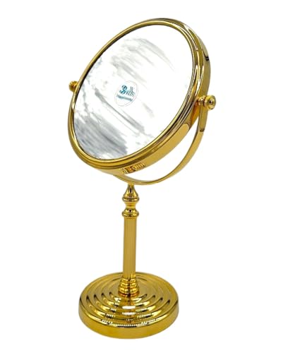 WENKO Kosmetikspiegel, 15 cm Durchmesser, 30 cm Höhe, 3-fache Vergrößerung, Gold von WENKO