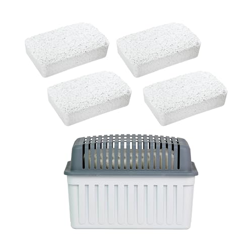 WENKO Luftentfeuchter Grau 1 kg mit Nachfüller, 4 tlg., Für Räume bis 80m³, Raumentfeuchter Granulat von WENKO