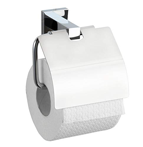 WENKO Power-Loc® Toilettenpapierhalter San Remo - Befestigen ohne bohren, Messing, 14 x 13 x 7 cm, Chrom von WENKO