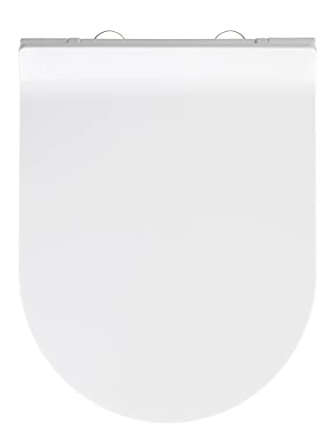 WENKO WC-Sitz Habos, Toilettensitz mit Absenkautomatik, WC-Deckel mit Fix-Clip Hygiene-Befestigung, Thermoplast, Weiß von WENKO