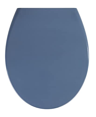 WENKO WC-Sitz Samos Slate-Blue, hygienischer Toilettensitz mit Absenkautomatik, mit Fix-Clip Hygiene-Befestigung, aus antibakteriellem Duroplast, Blau von WENKO