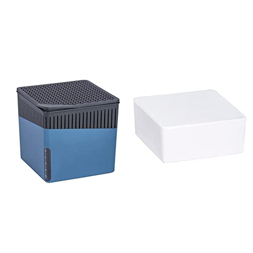 WENKO Raumentfeuchter Cube, Blau & Nachfüller Raumentfeuchter Cube, Nachfüllpack für Luftentfeuchter, reduziert Schimmel & Gerüche, 1 kg Granulatblock, 12 x 5 x 12 cm, Weiß von WENKO