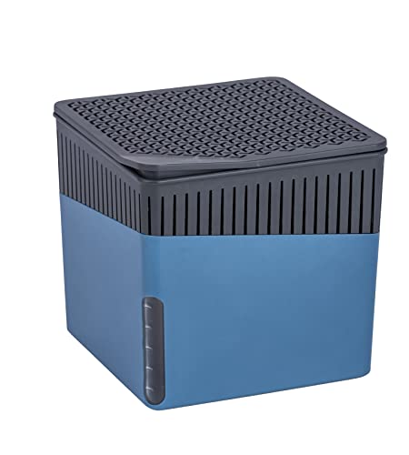 WENKO Raumentfeuchter Mod. Cube, Luftentfeuchter reduziert Schimmel & Gerüche, Auffangschale mit 500 g Granulatblock nachfüllbar, fasst bis zu 800 ml Feuchtigkeit, 13 x 13 x 13 cm, Blau von WENKO