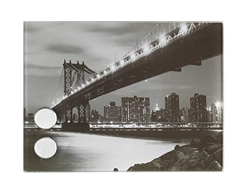 WENKO Schlüsselkasten Manhattan Bridge - magnetisch, mit 7 Haken, Gehärtetes Glas, 20 x 15 x 5 cm von WENKO