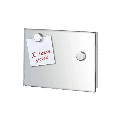 WENKO Schlüsselkasten Spiegel 20 x 15 cm - Schlüsselschrank, Spiegel-Magnettafel mit 7 Haken, Gehärtetes Glas, 20 x 15 x 5 cm von WENKO