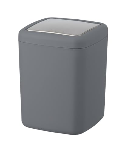WENKO Schwingdeckeleimer Mod. Barcelona S, 3 Liter, Tisch-Abfallbehälter mit Deckel für Küche & Esszimmer, Kleiner Kosmetikeimer aus Spezialkunststoff, BPA-frei, 15 x 20 x 15 cm, Anthrazit von WENKO