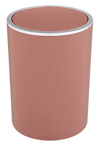 WENKO Schwingdeckeleimer Inca, 5 Liter Fassungsvermögen, Badezimmer-Mülleimer mit Deckel aus Kunststoff, BPA-frei, 18,5 x 25,5 cm, Altrosa von WENKO