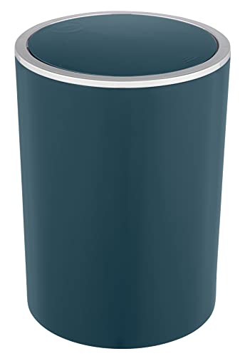 WENKO Schwingdeckeleimer Inca, 5 Liter Fassungsvermögen, Badezimmer-Mülleimer mit Deckel aus Kunststoff, BPA-frei, 18,5 x 25,5 cm, Dunkelgrün von WENKO