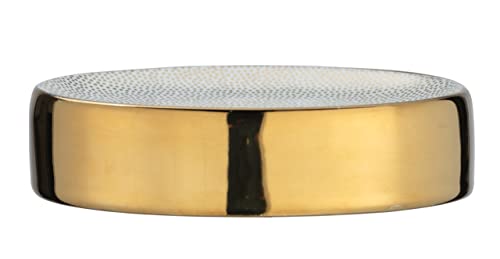 WENKO Seifenablage Nuria, Seifenschale zur Aufbewahrung von Handseife aus hochwertiger Keramik mit luxuriös-strukturierter Oberfläche in Gold/Weiß, 12 x 3 x 8 cm von WENKO