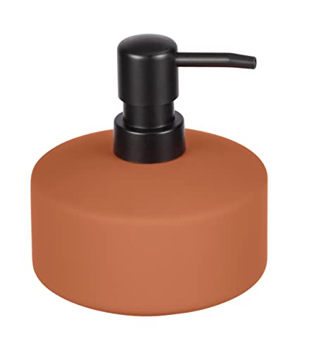 WENKO Seifenspender Avellino, Keramik Seifendosierer 380 ml mit Soft-Touch Oberfläche, Ø 10,5 x 12,5 cm, nachfüllbar, Terracotta von WENKO