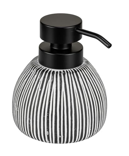WENKO Seifenspender Mod. Pascoli eleganter freistehender Keramikspender für Badezimmer 0,5 l schwarz-weiß strukturiert 11 x 13 x 12 cm Keramik Kunststoff WENKO Seifenspender Mod. Pascoli eleganter freistehender Keramikspender für Badezimmer 0,5 l schwarz-weiß strukturiert 11 x 13 x 12 cm Keramik Kunststoff von WENKO