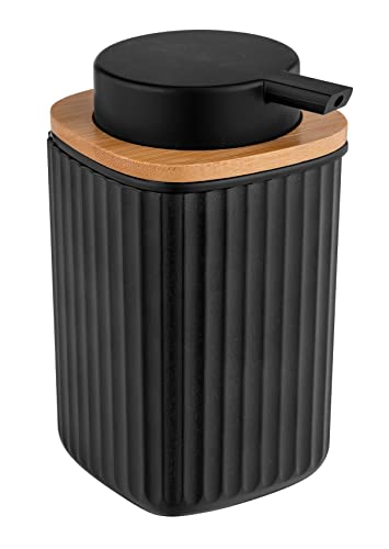 WENKO Seifenspender Rotello, nachfüllbarer Spender für 250 ml Flüssigseife, aus hochwertigem Kunststoff mit Bambus-Detail, auch für Spülmittel geeignet, 8,9 x 12,7 x 7,5 cm, Schwarz/Natur WENKO Seifenspender Rotello, nachfüllbarer Spender für 250 ml Flüssigseife, aus hochwertigem Kunststoff mit Bambus-Detail, auch für Spülmittel geeignet, 8,9 x 12,7 x 7,5 cm, Schwarz/Natur von WENKO