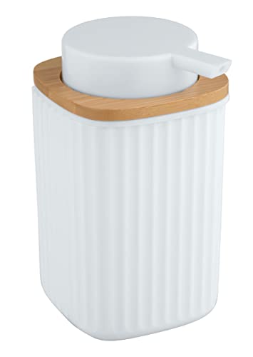WENKO Seifenspender Rotello, nachfüllbarer Spender für 250 ml Flüssigseife, aus hochwertigem Kunststoff mit Detail aus Bambus, auch für Spülmittel geeignet, 8,9 x 12,7 x 7,5 cm, Weiß/Natur WENKO Seifenspender Rotello, nachfüllbarer Spender für 250 ml Flüssigseife, aus hochwertigem Kunststoff mit Detail aus Bambus, auch für Spülmittel geeignet, 8,9 x 12,7 x 7,5 cm, Weiß/Natur von WENKO