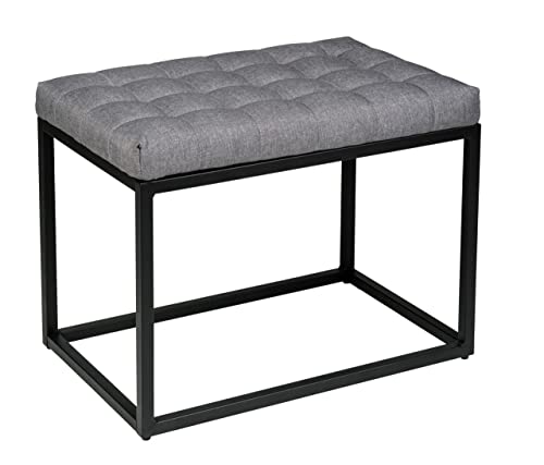 WENKO Sitzbank Amandola mit Polster, Bank mit grauem Sitzpolster und schwarzem Gestell aus rustikalem Stahl ideal für Schlafzimmer, Diele und Nischen, 59 x 45,5 x 39 cm, belastbar bis 120 kg von WENKO