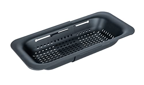 WENKO Spülbeckensieb Mod. Sivo, ausziehbares Küchensieb für Spülbecken, aus Kunststoff in Schwarz, ideal zum Waschen von Obst und Gemüse, Black Outdoor Kitchen von WENKO
