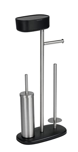 WENKO Stand WC-Garnitur mit Box Rivazza, mit integriertem Toilettenpapierhalter, WC-Bürstenhalter, Ersatzrollenhalter und Ablagebox, rostfreier Edelstahl/Kunststoff, 17 x 72,5 x 32 cm, Schwarz WENKO Stand WC-Garnitur mit Box Rivazza, mit integriertem Toilettenpapierhalter, WC-Bürstenhalter, Ersatzrollenhalter und Ablagebox, rostfreier Edelstahl/Kunststoff, 17 x 72,5 x 32 cm, Schwarz von WENKO