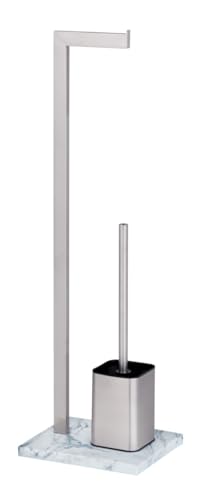 WENKO Stand WC-Garnitur Aprilia,Ständer für Toilettenpapier & Toilettenbürste,WC-Papierhalter in Natursteinoptik,stehender Rollenhalter aus glänzendem,rostfreiem Edelstahl 23 x 74 x 19 cm 24977800 WENKO Stand WC-Garnitur Aprilia,Ständer für Toilettenpapier & Toilettenbürste,WC-Papierhalter in Natursteinoptik,stehender Rollenhalter aus glänzendem,rostfreiem Edelstahl 23 x 74 x 19 cm 24977800 von WENKO
