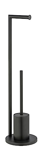 WENKO Stand WC-Garnitur Mod. Ferla Toilettenpapierhalter mit WC-Bürste freistehend aus Metall für Bad und Gäste WC matt lackiert Ø 18 x 69,5 cm Toilettenbürste mit Silikonabdeckung Farbe schwarz WENKO Stand WC-Garnitur Mod. Ferla Toilettenpapierhalter mit WC-Bürste freistehend aus Metall für Bad und Gäste WC matt lackiert Ø 18 x 69,5 cm Toilettenbürste mit Silikonabdeckung Farbe schwarz von WENKO