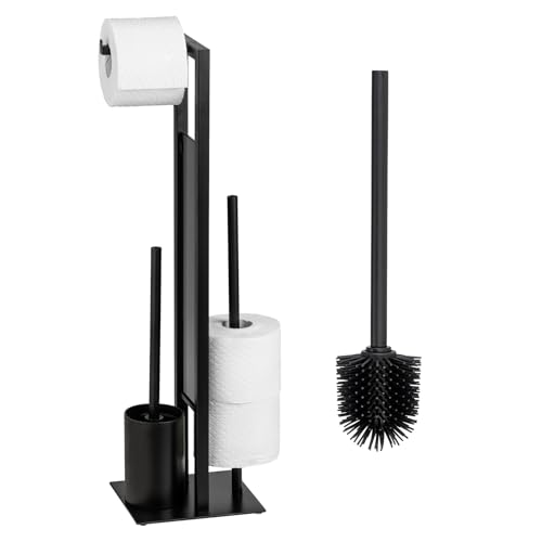 WENKO Stand WC-Garnitur Mod. Rivalta, mit integriertem Toilettenpapierhalter und WC-Bürstenhalter, lackierter Stahl, 23 x 70 x 18 cm, Schwarz WENKO Stand WC-Garnitur Mod. Rivalta, mit integriertem Toilettenpapierhalter und WC-Bürstenhalter, lackierter Stahl, 23 x 70 x 18 cm, Schwarz von WENKO