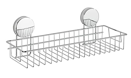 WENKO Static-Loc® Plus Maxiablage Osimo, Wandablage/Badablage, Befestigen ohne bohren, sicherer Halt durch statische Haftung auf glatten, luftundurchlässigen Flächen, 35 x 13 x 13 cm, Stahl verchromt von WENKO