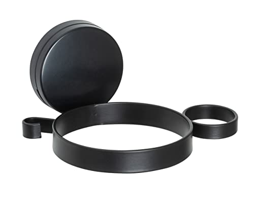 WENKO Static-Loc Plus Haartrocknerhalter Pavia Schwarz, Föhnhalterung mit Kamm- und Kabelhalter, Befestigen ohne Bohren, sicherer Halt durch statische Haftung auf glatten, luftundurchlässigen Flächen von WENKO