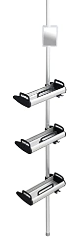 WENKO Teleskop Dusch-Regal Line - Teleskop Badregal, Duschregal höhenverstellbar mit 3 Ablagen und Spiegel, Aluminium, 30 x 70-260 x 17 cm, Silber, silber / schwarz, 260 x 17 x 30 cm WENKO Teleskop Dusch-Regal Line - Teleskop Badregal, Duschregal höhenverstellbar mit 3 Ablagen und Spiegel, Aluminium, 30 x 70-260 x 17 cm, Silber, silber / schwarz, 260 x 17 x 30 cm von WENKO