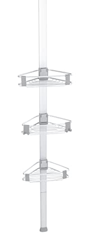 WENKO Teleskop-Duschecke Purio, Befestigung ohne zu bohren, universell einsetzbares Duschregal aus rostfreiem Aluminium mit 3 verstellbaren Ablagen für Shampoo, Duschgel & Co., 35,5 x 188-280 x 19,5cm von WENKO