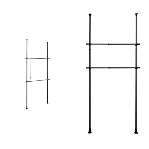 WENKO Teleskop-System Herkules Basic Schwarz matt & Kleiderstange Herkules 2er Set von WENKO