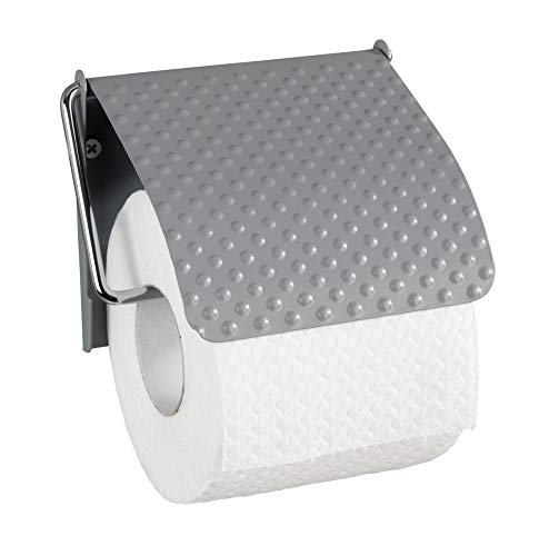 WENKO Toilettenpapierhalter Punto Grau - Papierrollenhalter, Stahl, 13 x 2.5 x 12 cm, Grau von WENKO