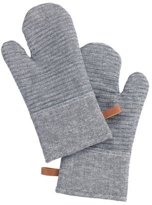 WENKO Topfhandschuhe Ada Stripes, (Set, 2-tlg), mit Baumwollinnenseite, 1 Paar, grau von WENKO