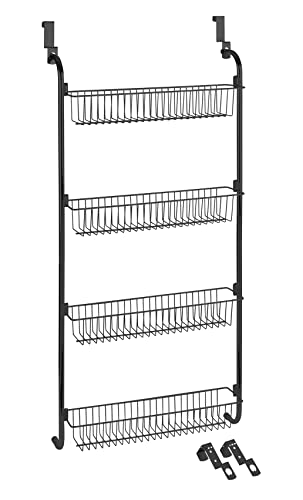 WENKO Tür-Regal, Hänge-Regal mit 4 großen Ablagen für Haushalts-Utensilien, ideal für Küchenzubehör oder Badaccessoires, zum Einhängen an die Tür, 50 x 109 x 14 cm, pulverbeschichtetes Metall von WENKO