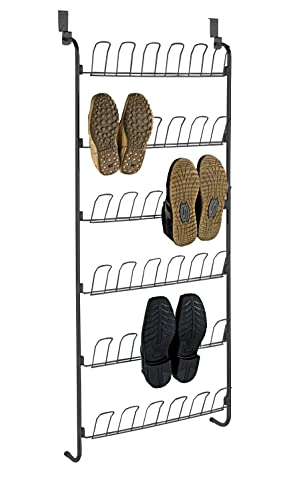WENKO Tür-Schuhregal, Regal mit 6 Ablagen für bis zu 18 Paar Schuhe zum Einhängen an die Tür, Aufbewahrung und Organisation im gesamten Haushalt, 59 x 151 x 14 cm, pulverbeschichtetes Metall von WENKO