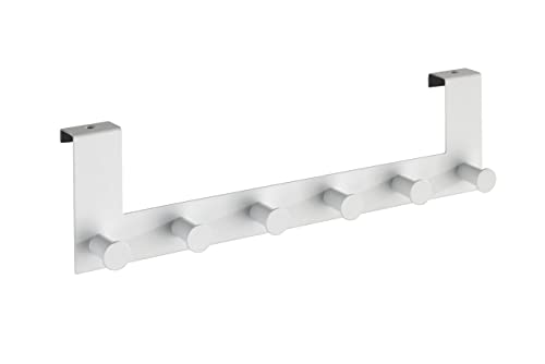 WENKO Türgarderobe Celano Weiß - Hakenleiste mit 6 Haken, für Türfalzstärken bis 2 cm, Stahl, 39 x 11 x 5.5 cm, Weiß von WENKO