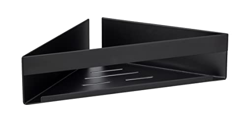 WENKO Turbo-Loc Eckablage Genova Black, Eck Badablage, Befestigen ohne Bohren, 36 x 8 x 17 cm, Schwarz von WENKO
