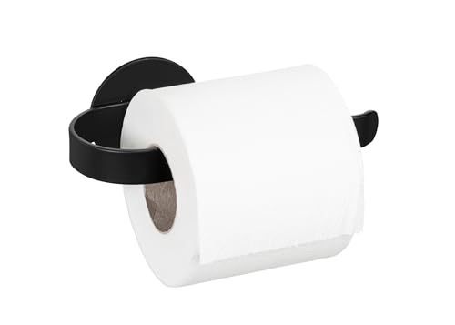 WENKO Turbo-Loc Toilettenpapierhalter Bivio Black matt, Wandhalter aus Aluminium, Toilettenpapier-Aufbewahrung, Befestigen ohne Bohren, Schwarz, 16 x 6,5 x 7,5 cm von WENKO