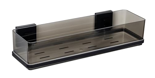WENKO Vacuum-Loc® Maxiablage Quadro, Bad-Ablage aus Kunststoff mit Edelstahl-Halterung, 38,5 x 8,5 x 14,5 cm, Schwarz von WENKO