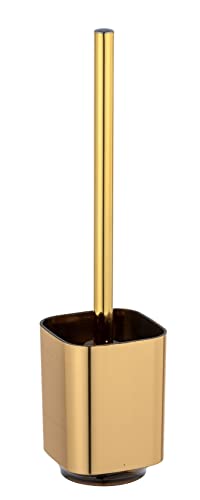 WENKO WC-Garnitur Auron Gold, hochwertiger Bürstenhalter aus hochwertigem Kunststoff mit changierender Glanz-Oberfläche in Gold, hygienische WC-Bürste, 9 x 38,5 x 9 cm von WENKO