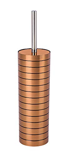 WENKO WC-Garnitur Copper Stripes - geschlossener WC-Bürstenhalter, Polystyrol, 9 x 38.5 x 9 cm, Kupfer von WENKO