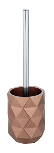 WENKO WC-Garnitur Lanciano, WC-Bürstenhalter in ausgefallenem, strukturierten Design aus hochwertigem Polyresin mit Toilettenbürste mit Kunststoff-Bürstenkopf und elegantem Stiel, 11 x 37 cm, Bronze von WENKO
