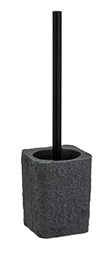 WENKO WC-Garnitur Mod. Villata, hochwertiger Bürstenhalter in Naturstein-Optik aus hochwertigem Polyresin, 11,2 x 37 x 10 cm in Grau von WENKO