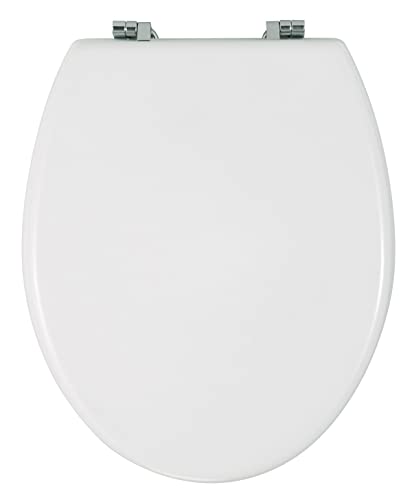 WENKO WC-Sitz Bali Weiß - Toilettensitz, rostfreie Edelstahlbefestigung, MDF, 35 x 42 cm, Weiß von WENKO