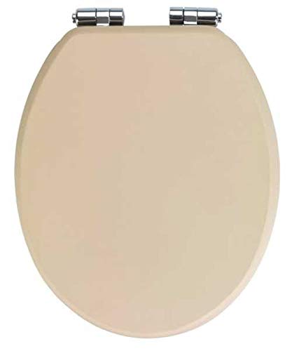 WENKO WC-Sitz Cuero Beige, Toilettensitz mit Absenkautomatik in Lederoptik aus feuchtigkeitsresistentem, porenfreiem MDF, Schnell-Befestigung aus rostfreiem Zinkdruckguss, 35,5 x 42,5 cm von WENKO